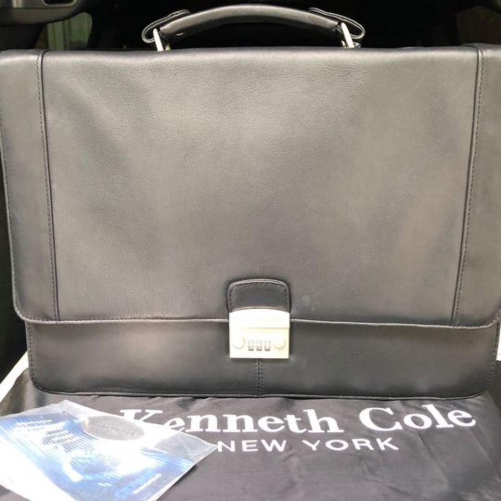 Kenneth Cole Black Leather Briefcase